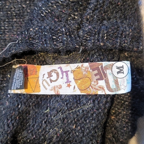 Desigual Black Wool Blend Knit Sleeveless Mini Dress. Embroidered - Size Medium - Picture 8 of 9